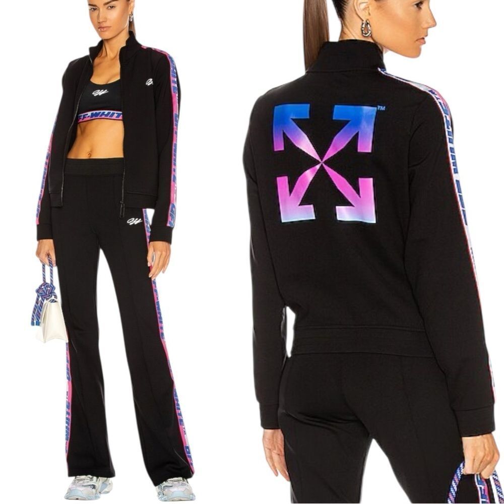NWTs OFF WHITE Athleisure Track Jacket in Black & Multi Size Large
